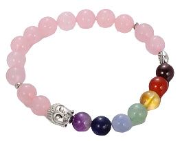Rose Quartz Buddha Beads Chakra Bracelet