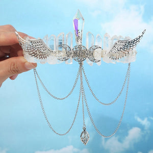Ornate Silver Crown with Crystals