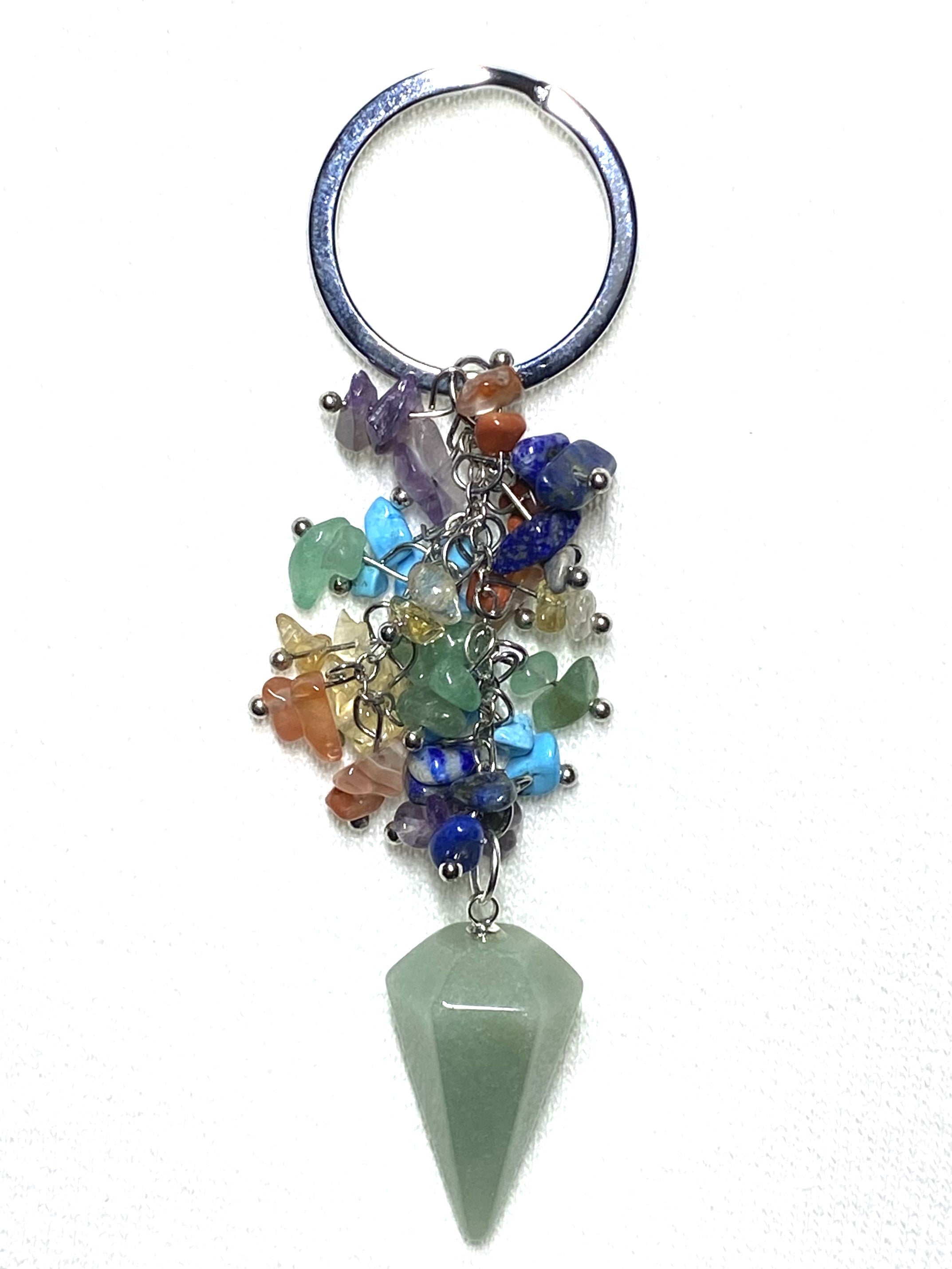 Green Aventurine Chakra Cluster Pendulum Keychain