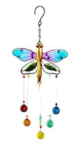 Metal Dragonfly With Colorful Glass Decor