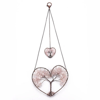Rose Quartz Double Heart Decoration