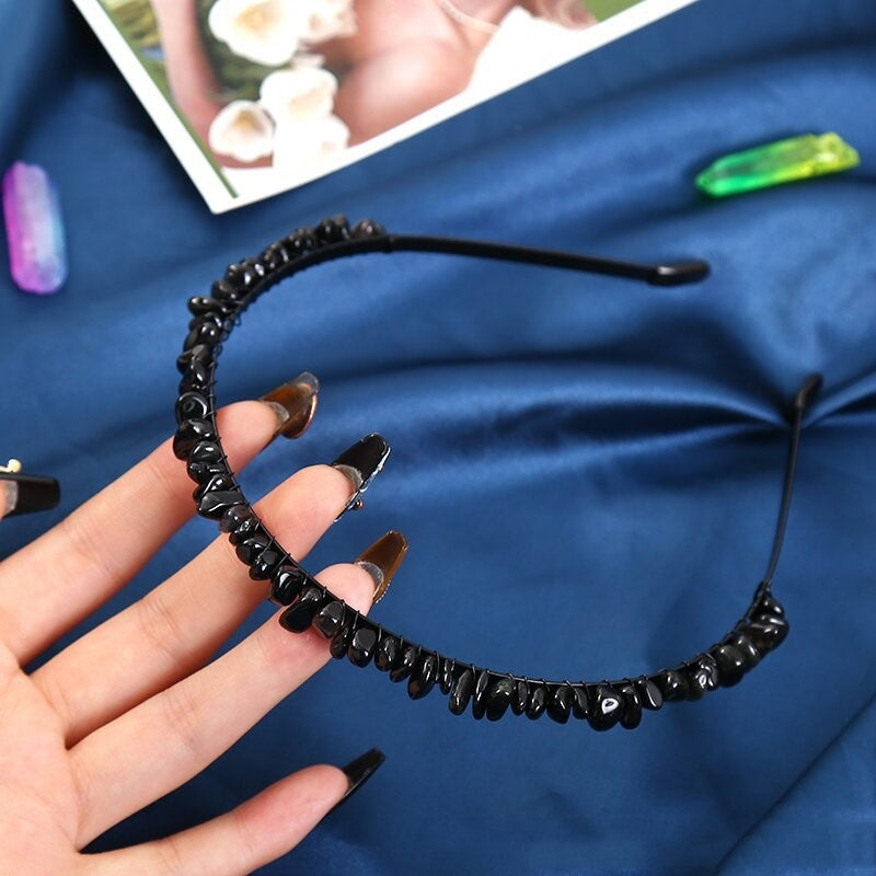 Black Obsidian Black Hair Bands
