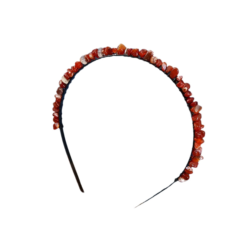 Carnelian Chip Black Hair Bands