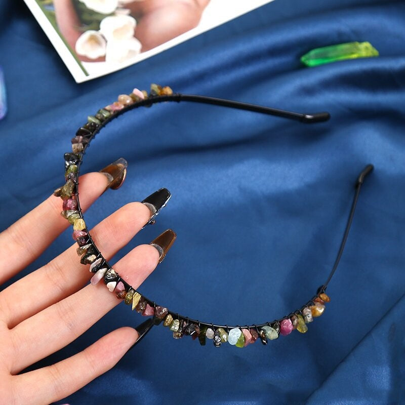 Multi Tourmaline Black Hair Bands