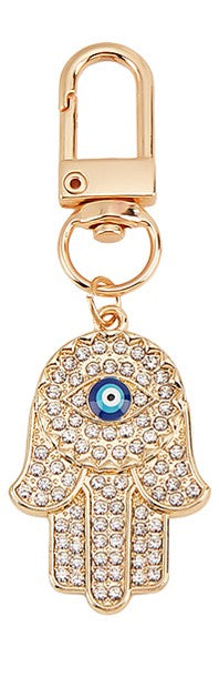 Gold Hamsa Evil Eye Bag Clip