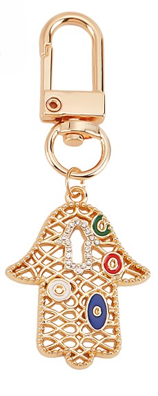 Gold Hamsa Evil Eye Bag Clip