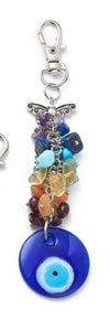 Evil Eye Chakra Round Keychain with beads