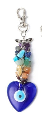 Copy of Evil Eye Chakra Heart Keychain with beads