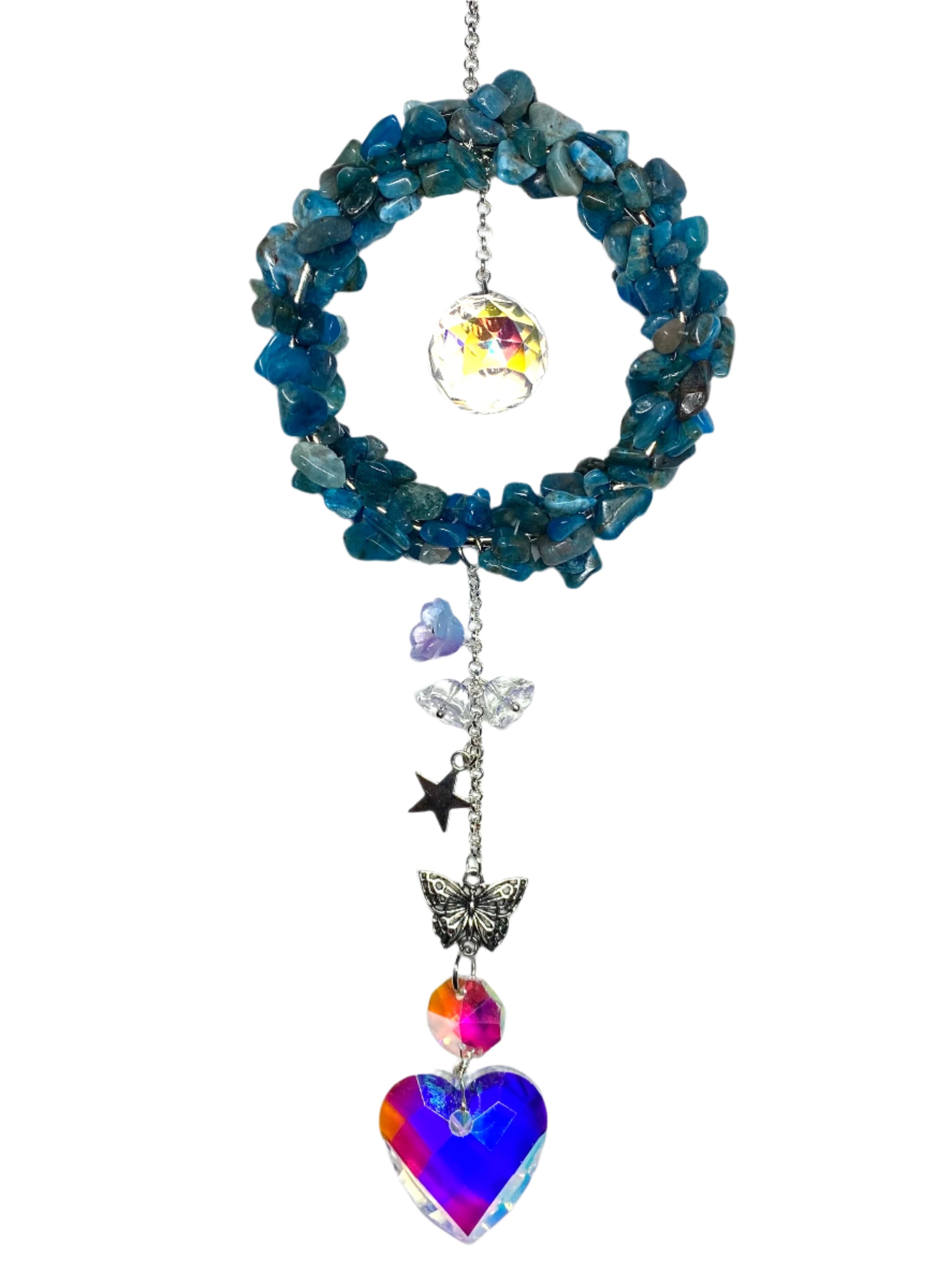 Apatite with Heart Crystal Suncatcher