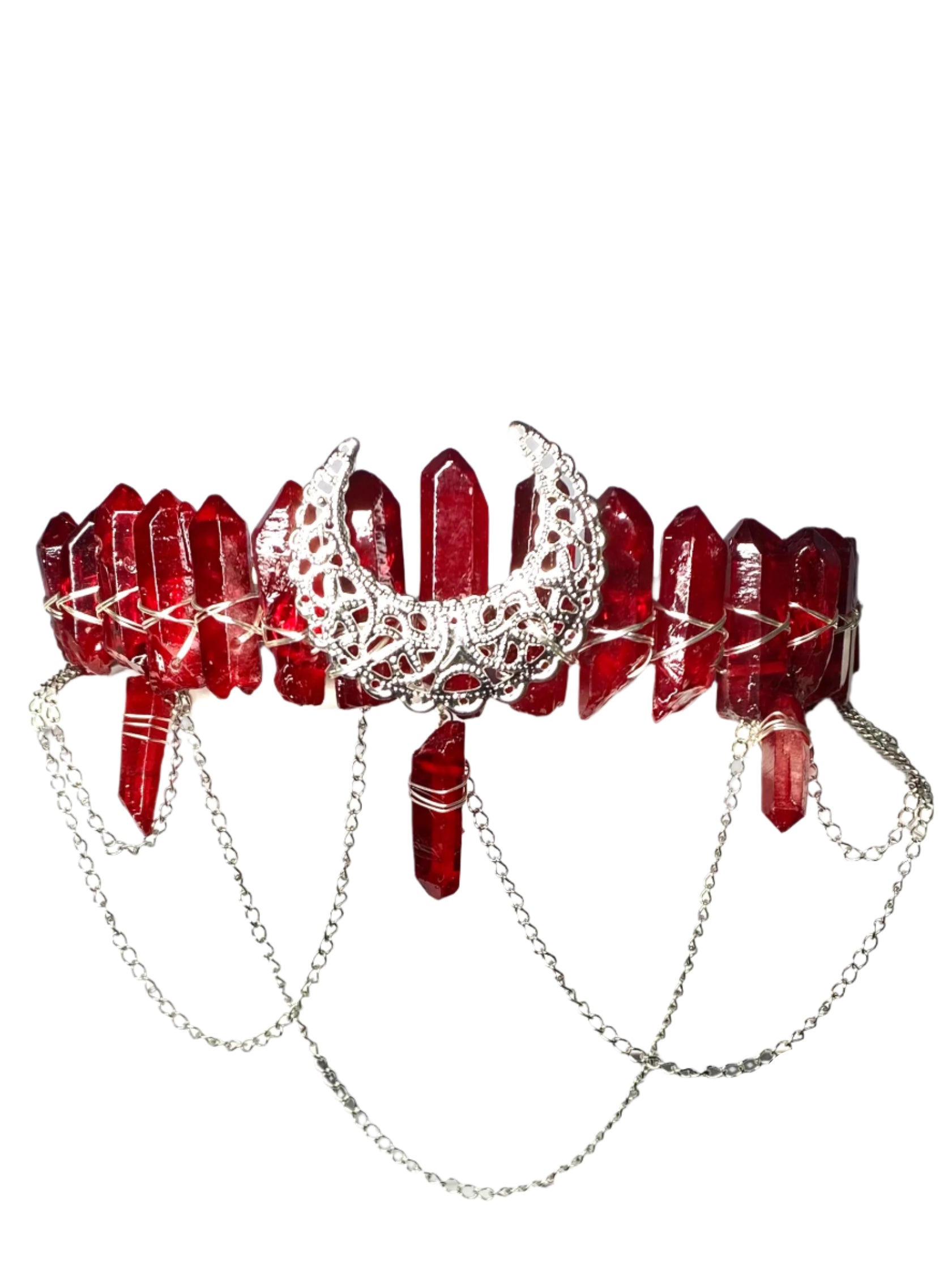 Angel Aura Red Quartz Moon Diadem