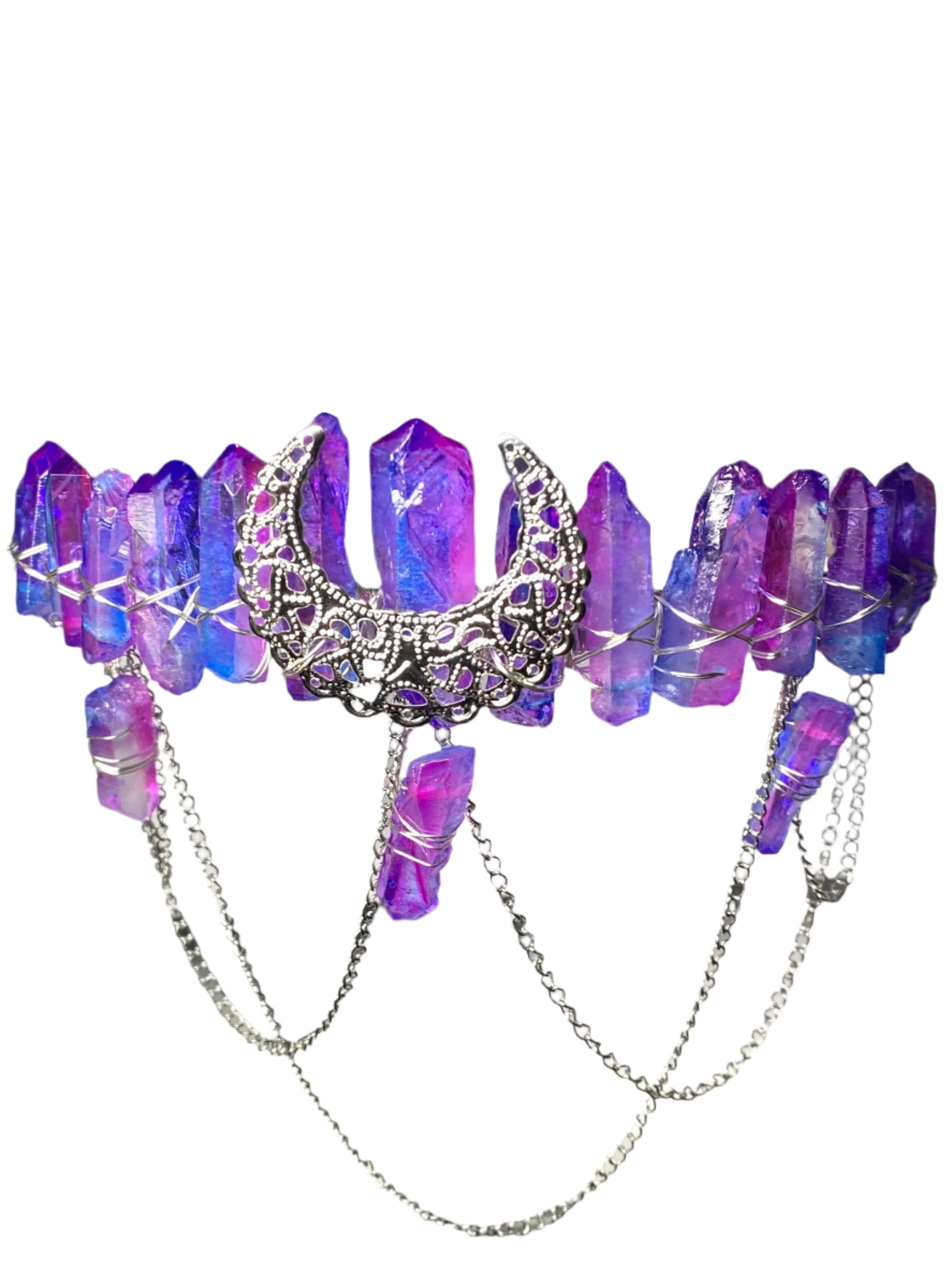 Angel Aura Purple Blue Quartz Moon Diadem