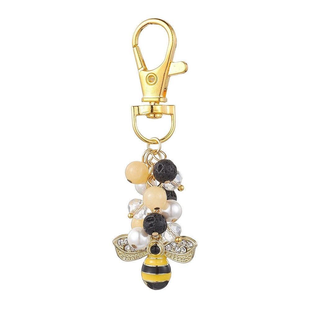 Gold Rhinestone Bee Bag Clip