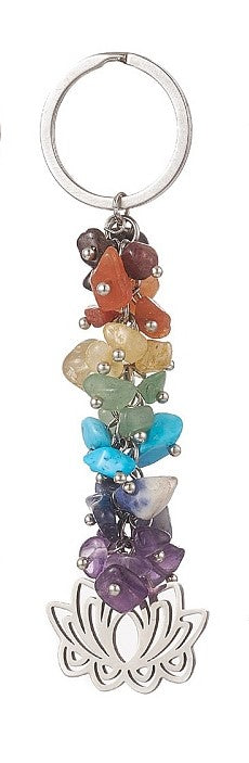 Chakra Cluster With Lotus Charm Keychain