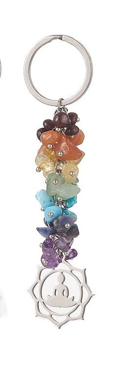 Chakra Cluster With Lotus/Yoga Charm Keychain