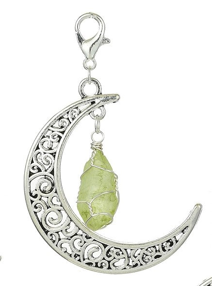 Quartz Wire Wrap with Moon Bag Clip