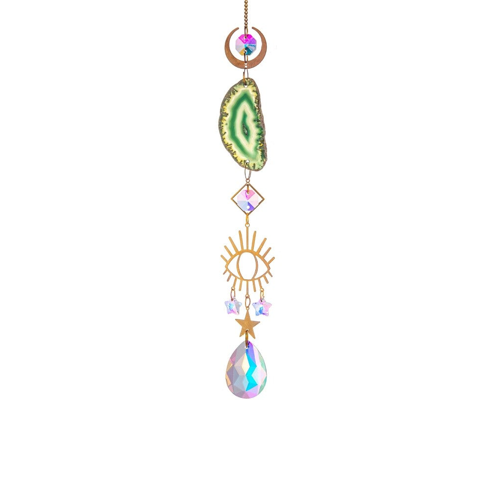 Evil Eye Agate Suncatcher - Green