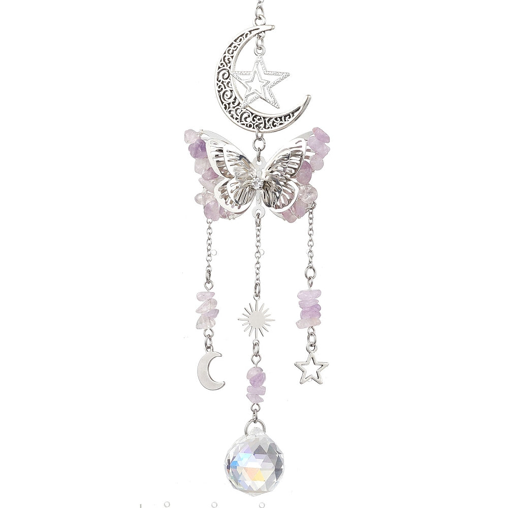 Amethyst Moon Star Butterfly Suncatcher