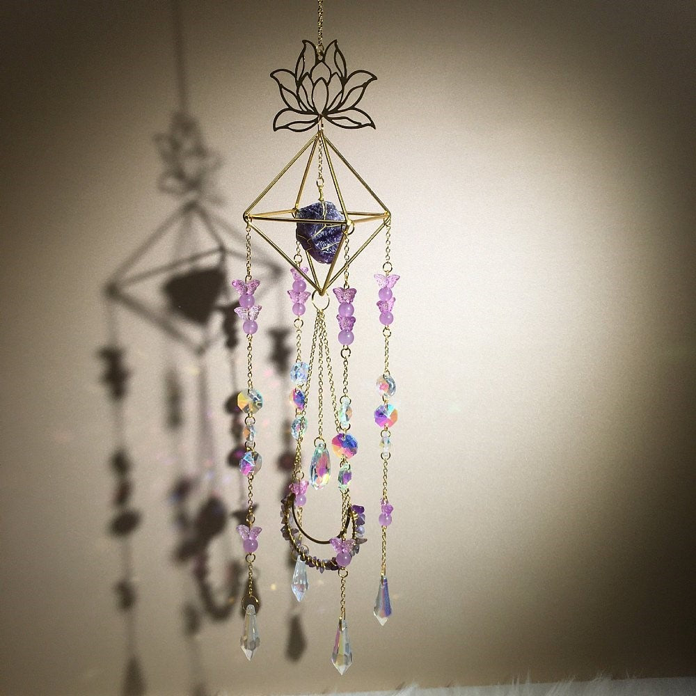 Amethyst Big Geometric Lotus Suncatcher