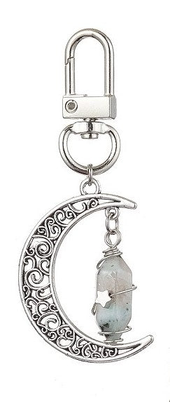 Opalite Wire Wrap with Moon Bag Clip