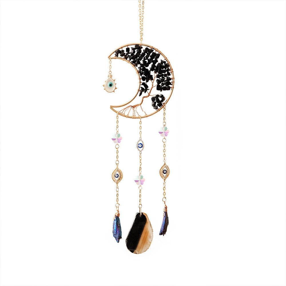 Evil Eye Black Agate Tree Moon Decor
