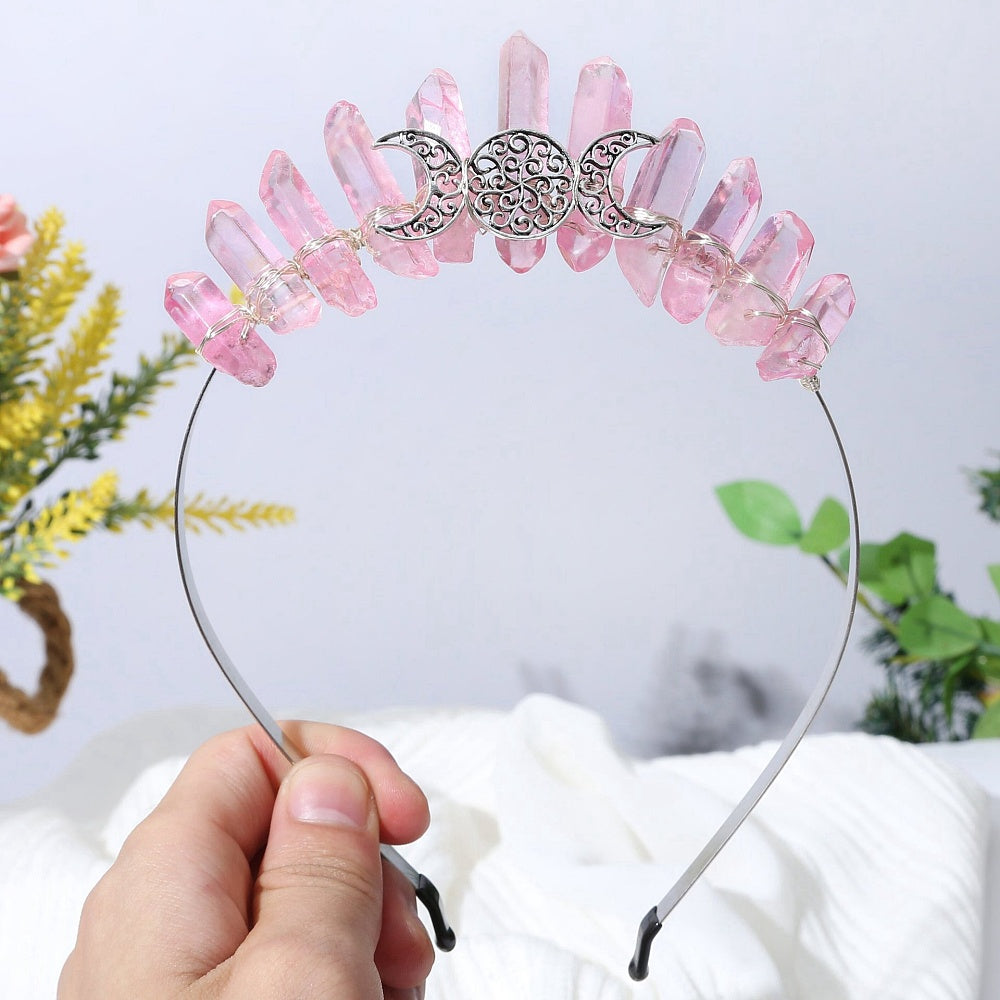 Pink Aura Triple Moon Metal Crown
