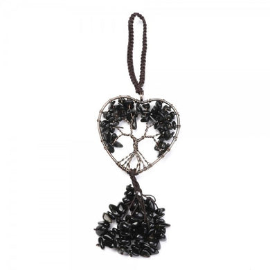 Obsidian Tree Heart Decoration