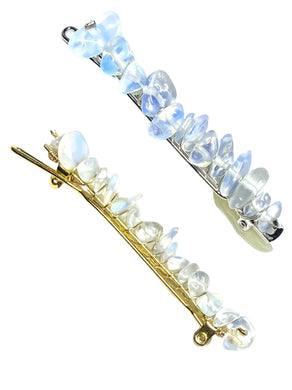 Opalite Gold Hair Clips