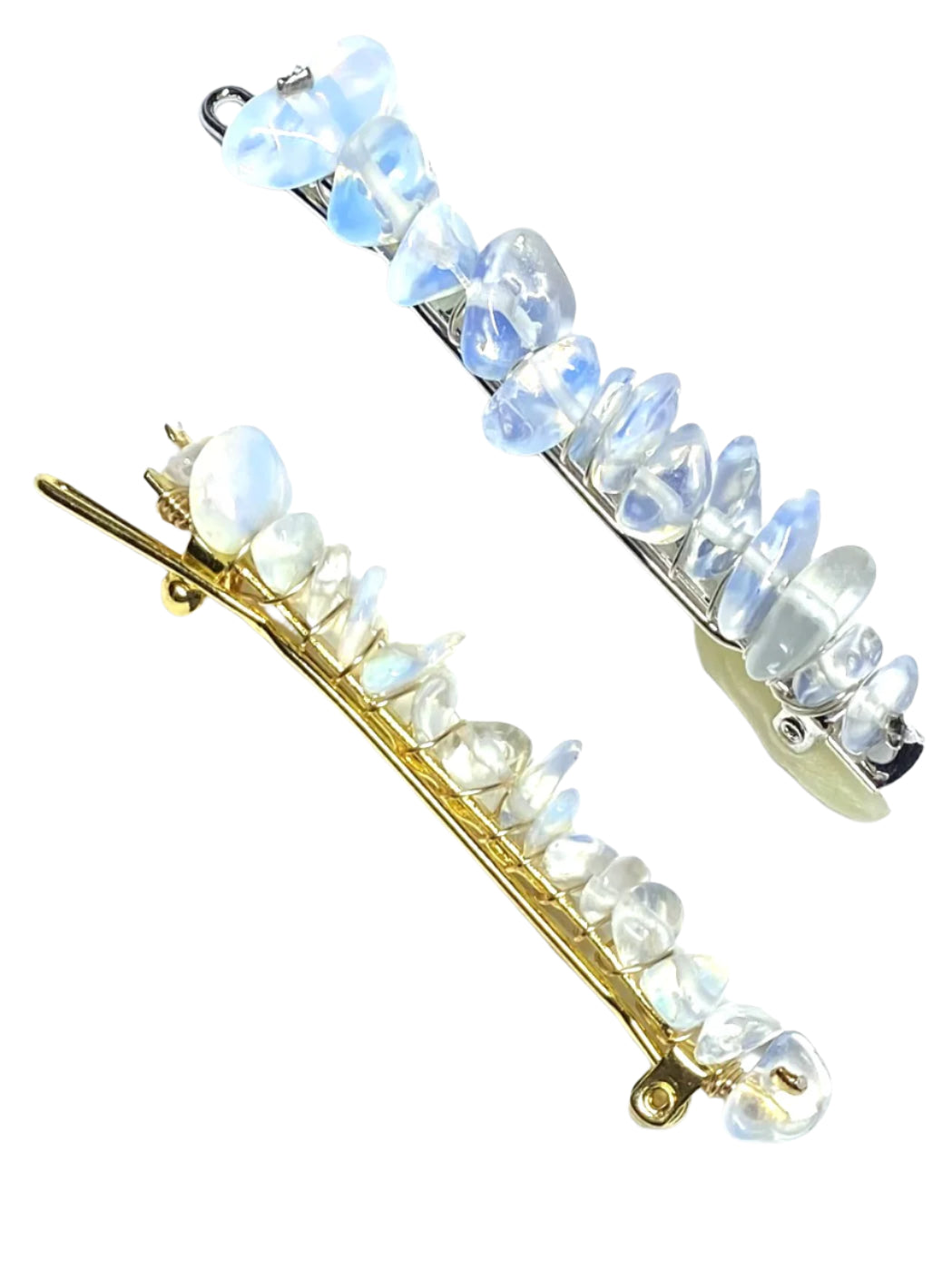 Opalite Gold Hair Clips