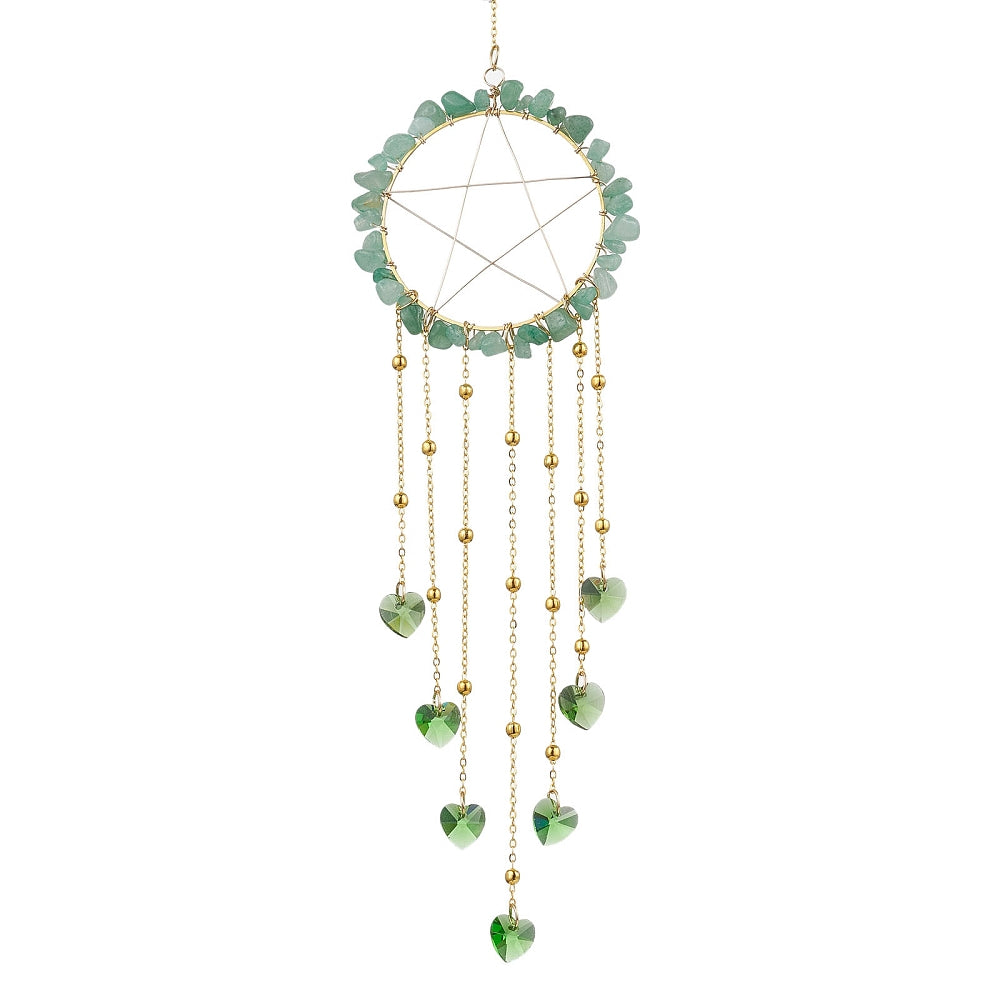 Green Aventurine Star Heart Suncatcher