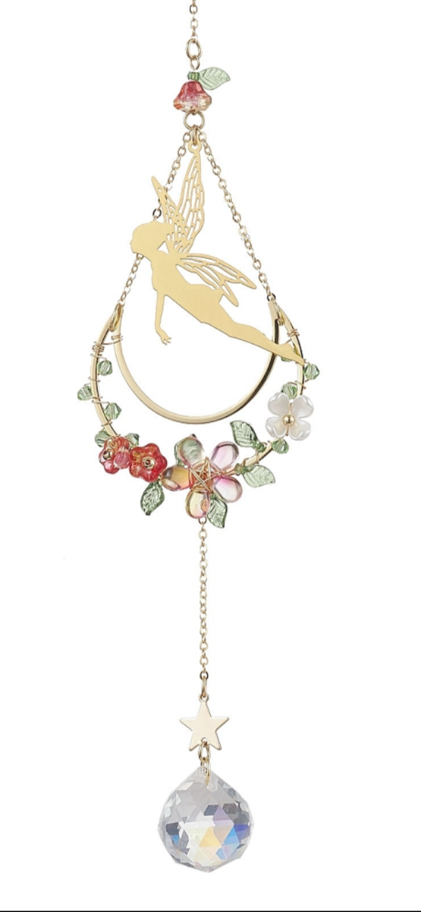 Green Floral Fairy Suncatcher