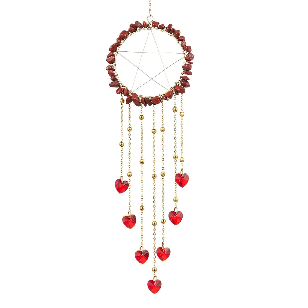 Red Jasper Star Heart Suncatcher