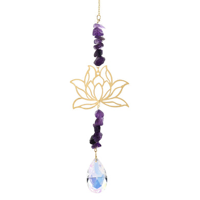 Lotus with Amethyst chips Suncatcher