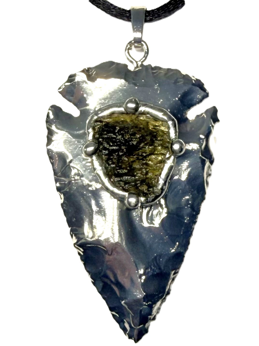 Silver Moldavite Arrowhead