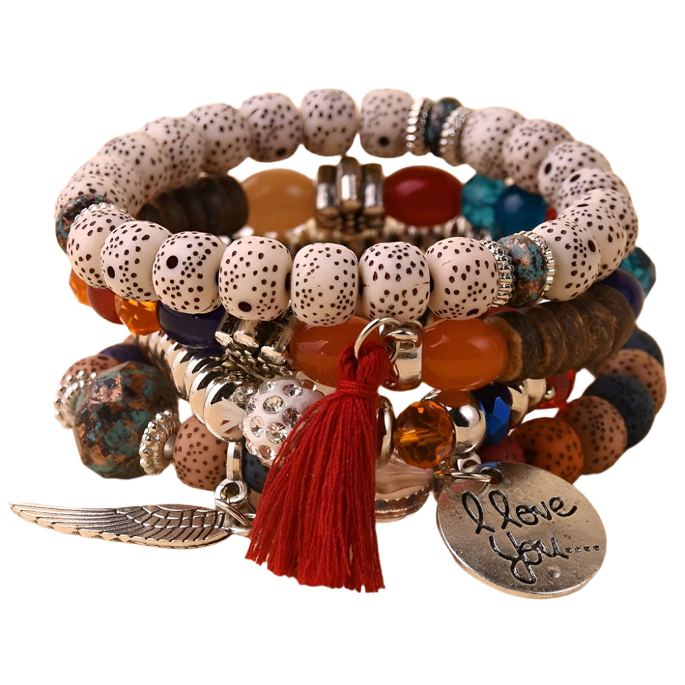 I Love You Bodhi Multi Stretch Bracelet-Red multi
