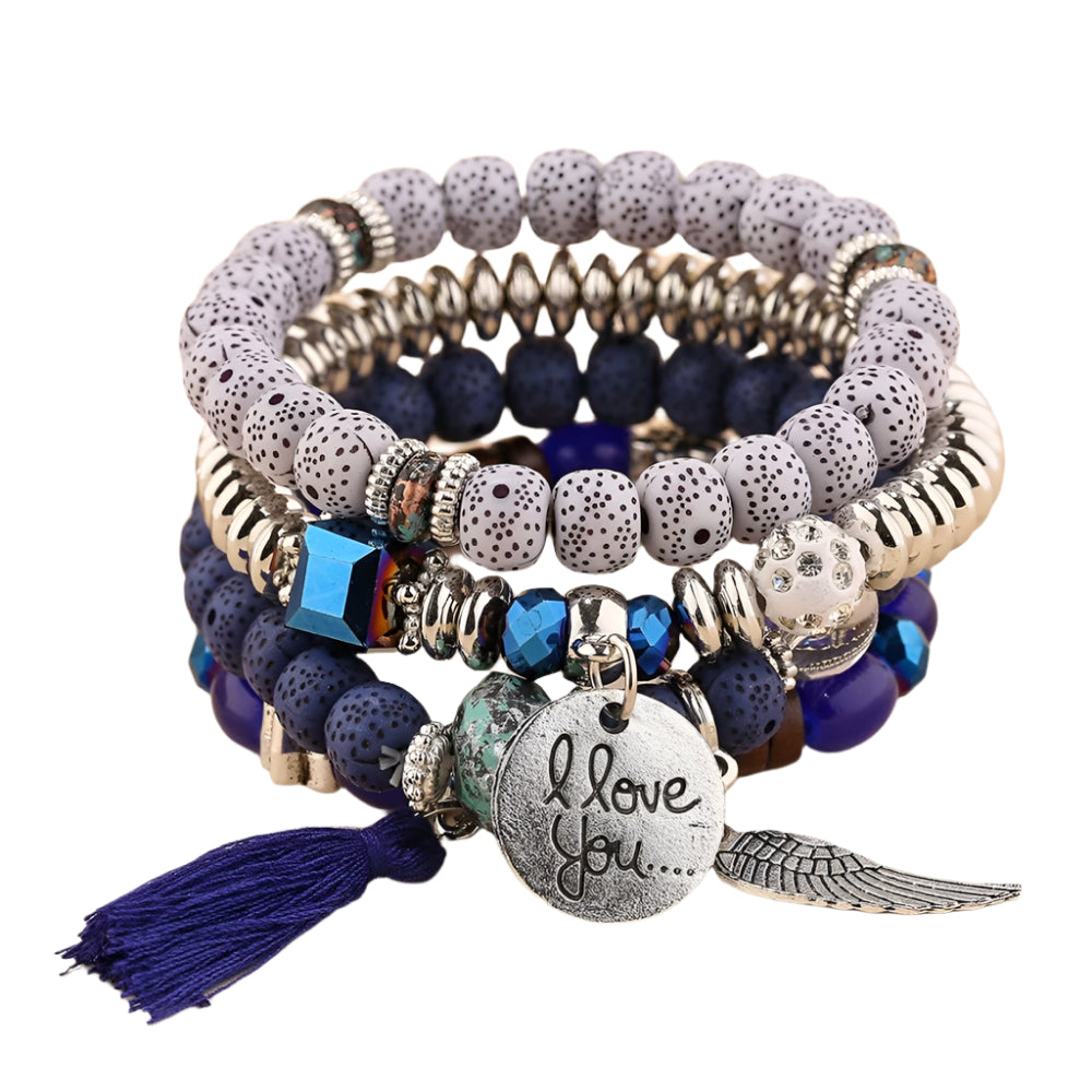 I Love You Bodhi Multi Stretch Bracelet- Purple