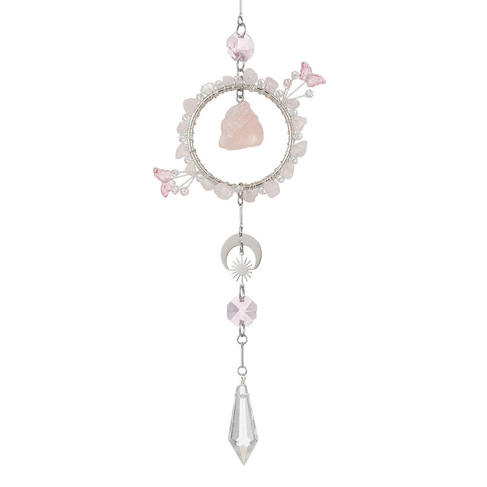 Rose Quartz Butterfly Suncatcher