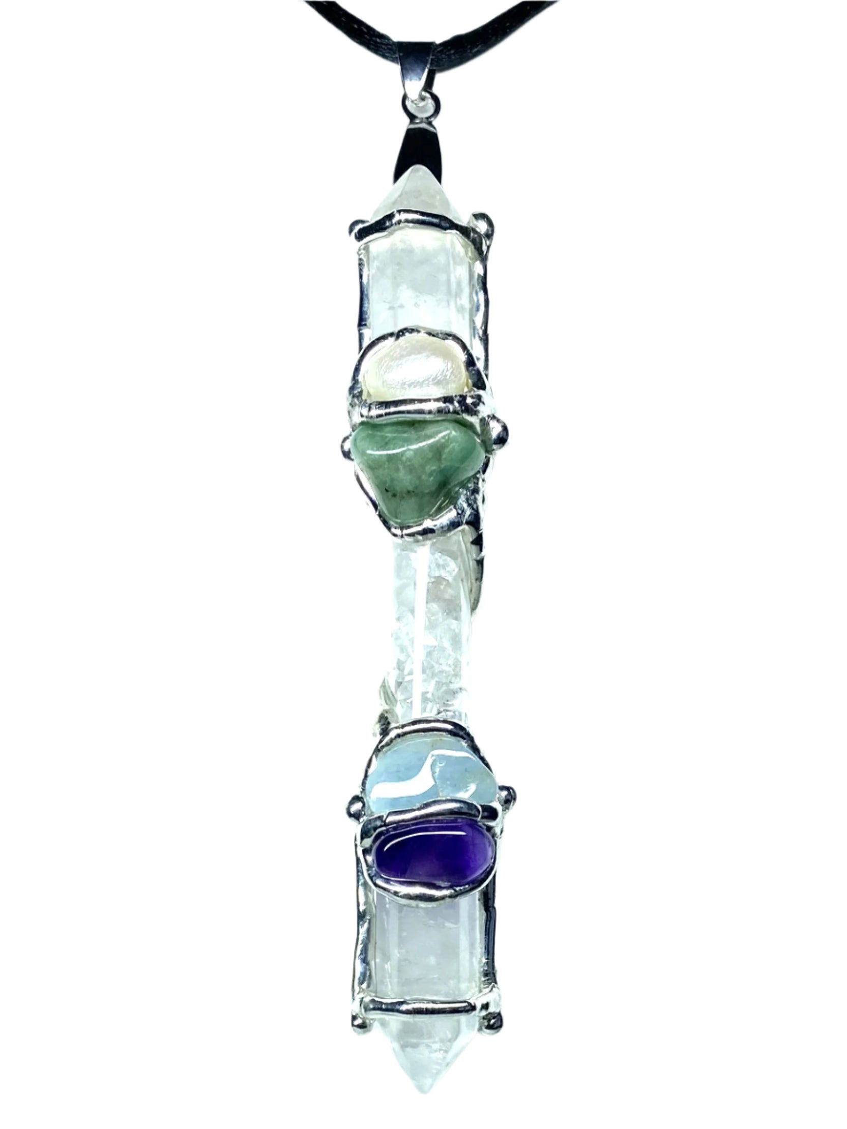 Ask Believe Receive Diamond Quartz Mini Wand Pendant