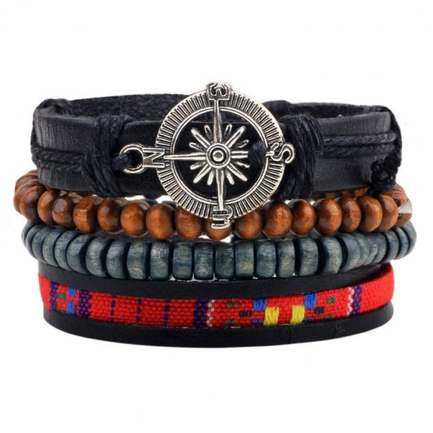 Leather Compass Bracelet