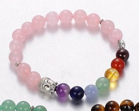 Rose Quartz Buddha Beads Chakra Bracelet
