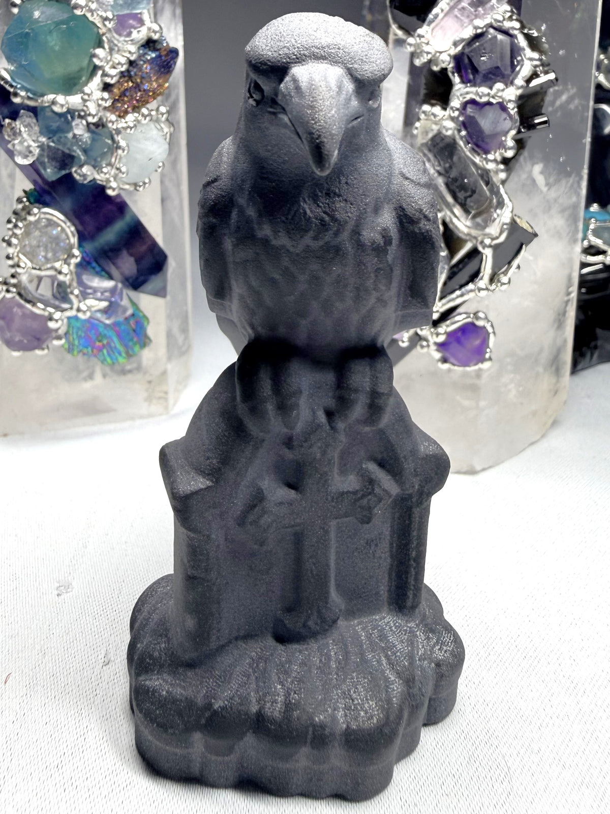 Black Obsidian Raven Carving