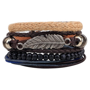 Leather Feather Bracelet