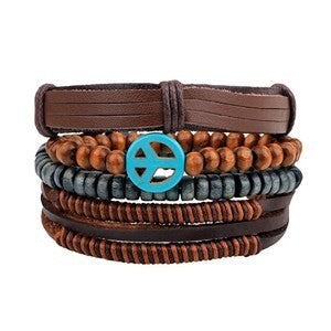 Leather Peace Bracelet