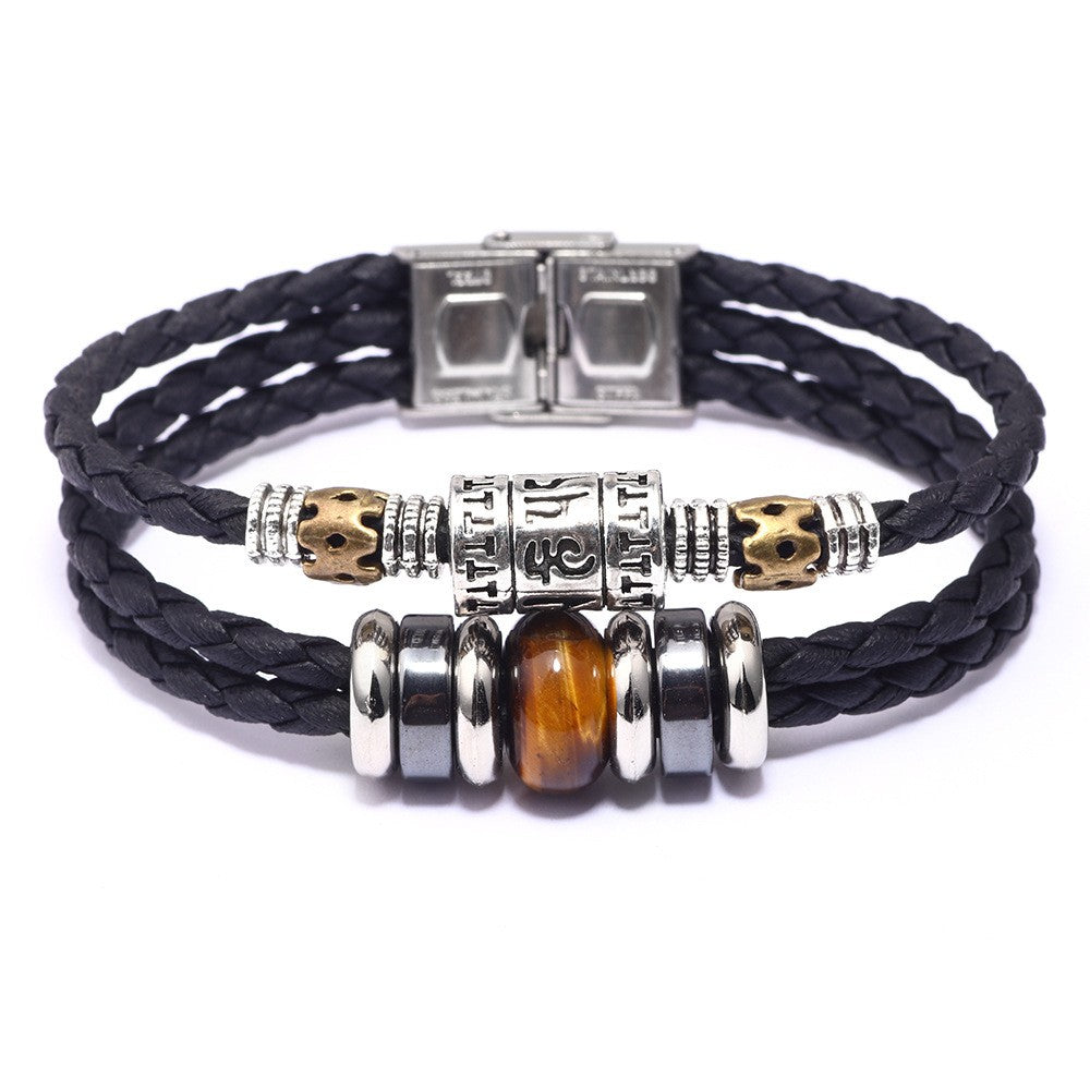 Tiger Eye Leather Bracelet