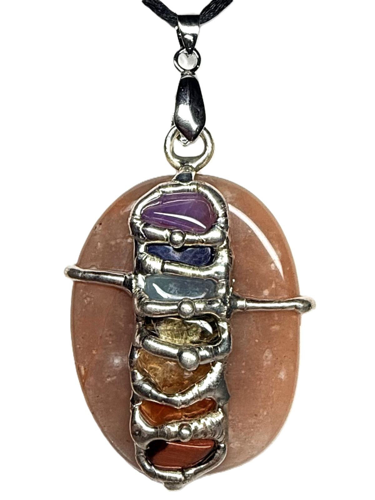 Chakra Moonstone Worry Stone Pendant
