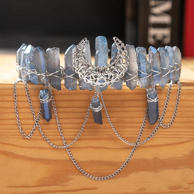 Crystal Crown with Moon - Silver Gray