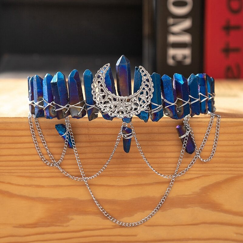 Titanium Black Crystal Moon Diadem