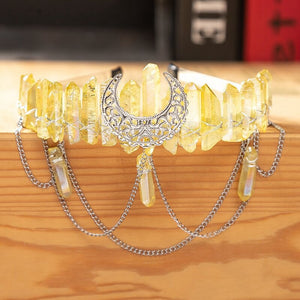 Crystal Crown with Moon - Yellow