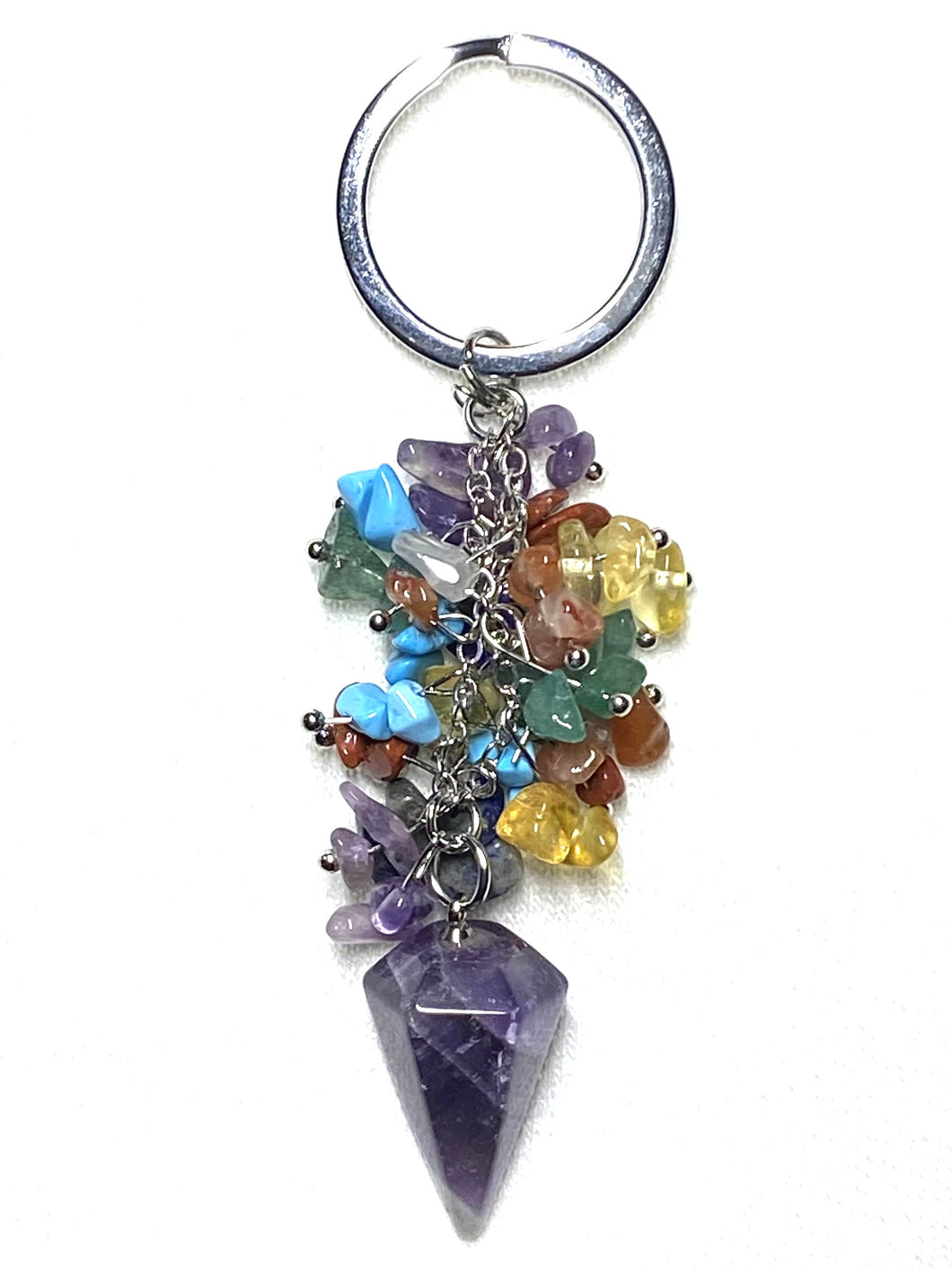 Amethyst Chakra Cluster Pendulum Keychain