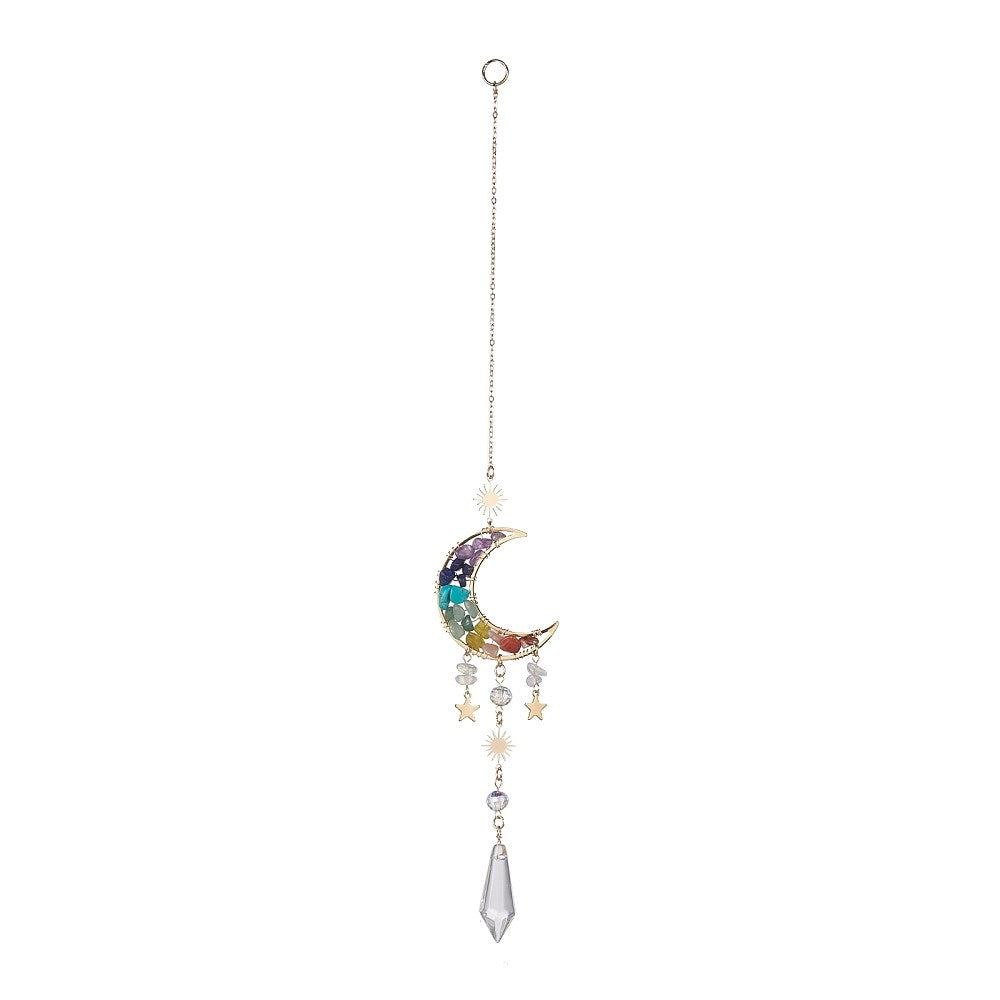 Chakra Moon with stone chips Suncatcher