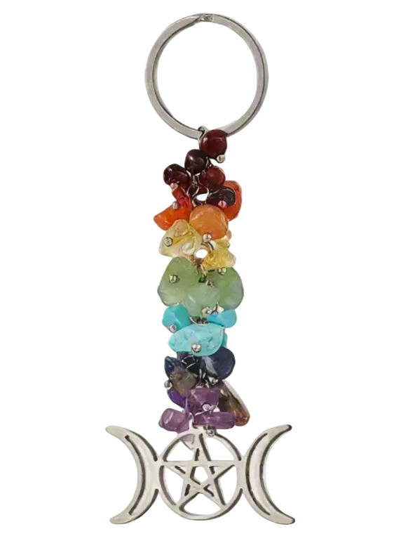 Chakra Cluster With Triple Moon Charm Keychain